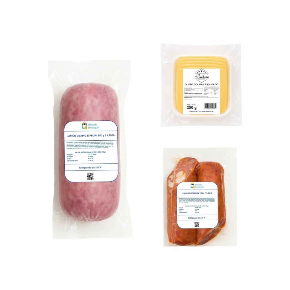 Jamón vicking especial + Chorizo especial + Queso gouda lasqueado - Imagen 1