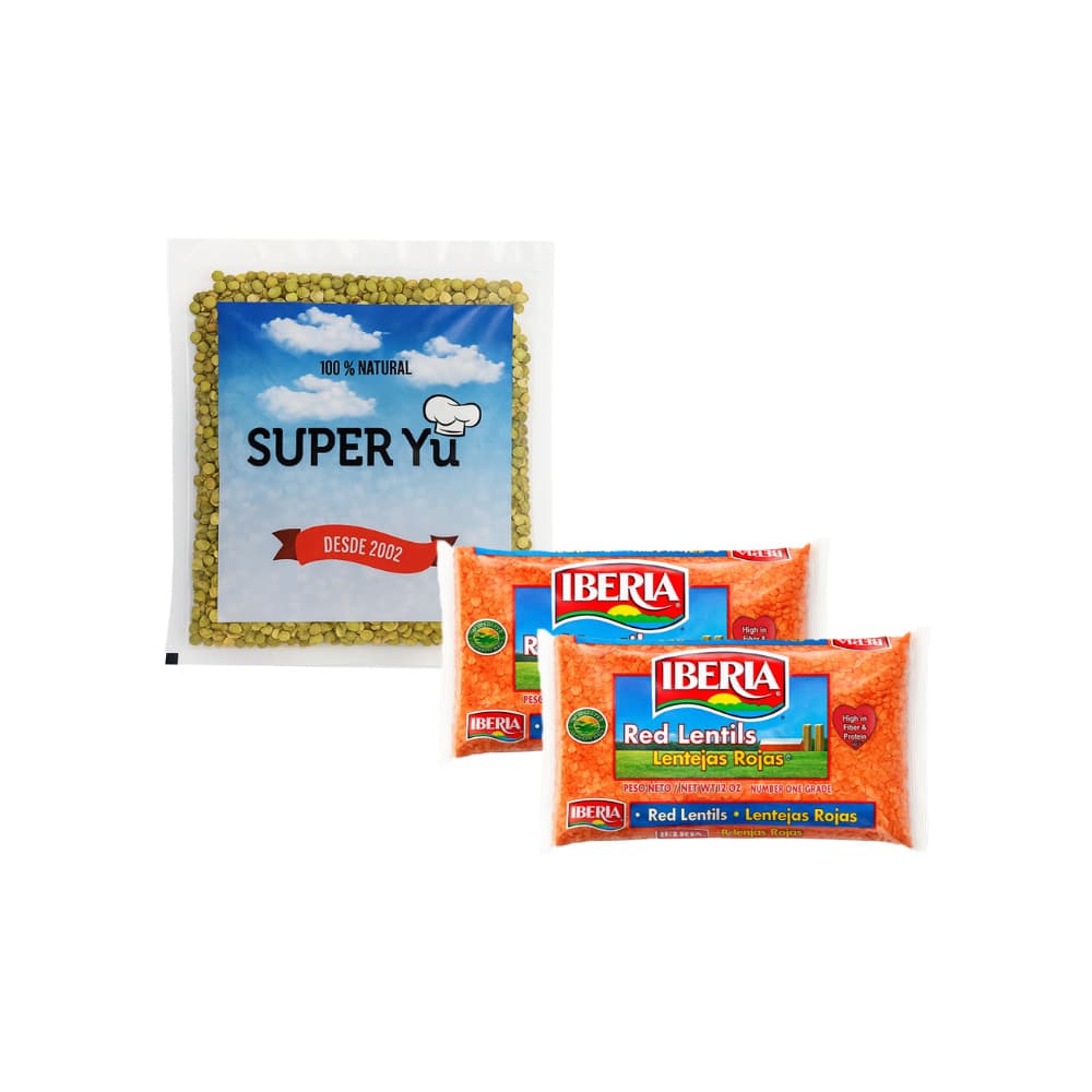 Chícharos verdes partidos (500 g) + lentejas rojas (2 x 340 g) - Imagen 1