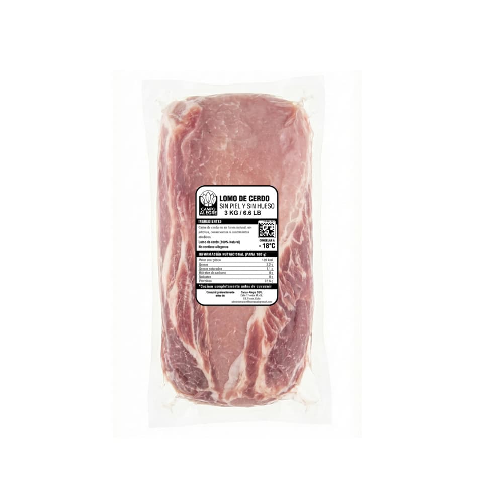 Lomo de cerdo sin hueso y sin piel Campo Alegre (3 kg / 6.6 lb) - Imagen 1