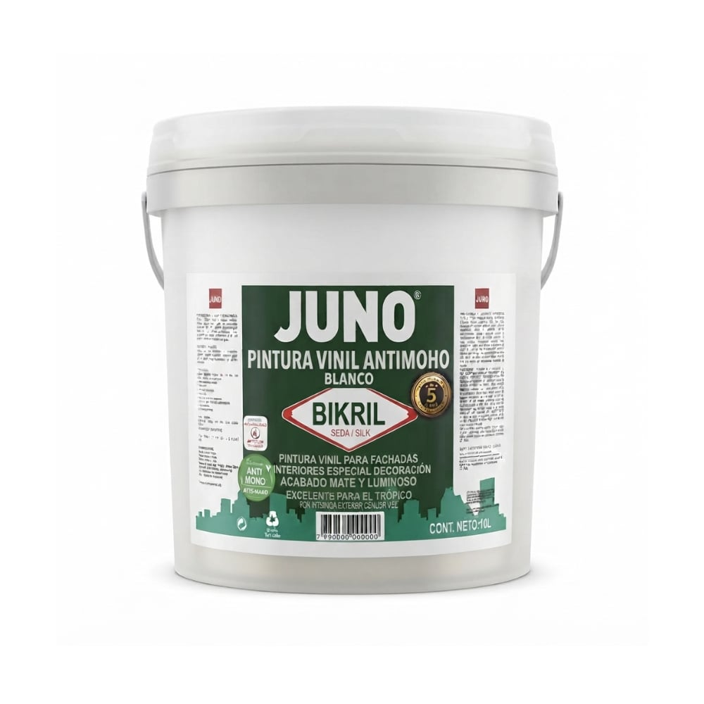 Pintura vinílica antimoho blanca seda JUNO BIKRIL (10 L) - Imagen 1