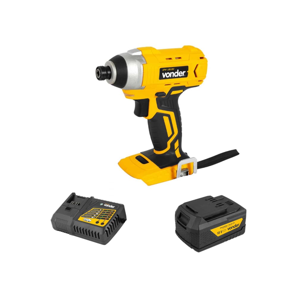 Destornillador - Atornillador de impacto mandril 1/4'' IPV1818I + Batería 18 V 4 Ah - iones de litio IBV 1804 + Cargador de batería rápido de 18 V ICBV1806 Vonder - Imagen 1