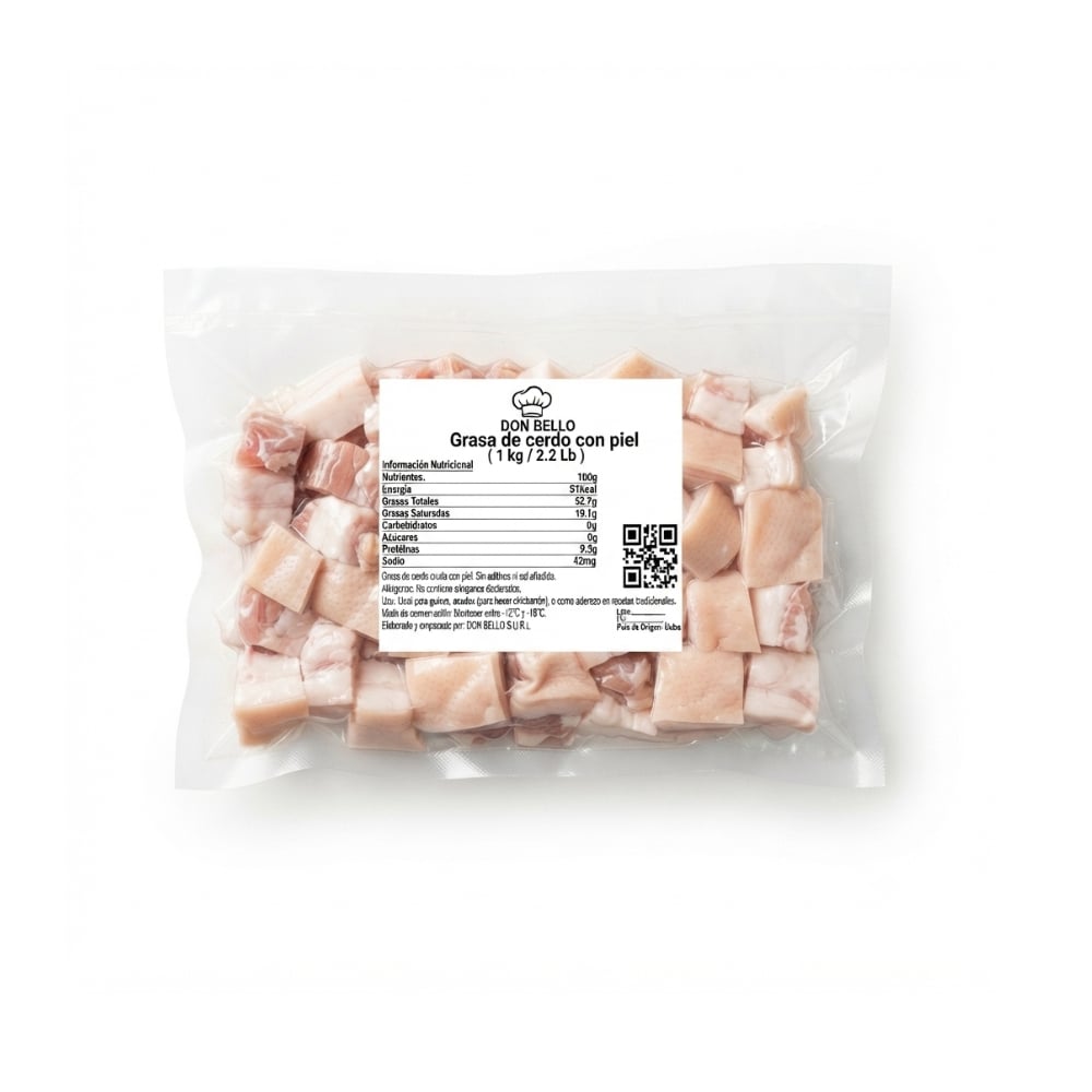 Grasa de cerdo con piel Don Bello (1 kg / 2.2 lb) - Imagen 1