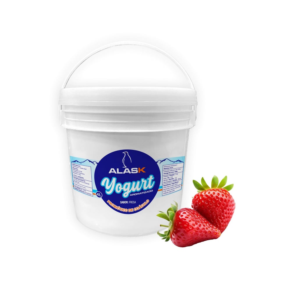 Yogurt probiótico de coágulo sabor fresa Alask (4 L) - Imagen 1