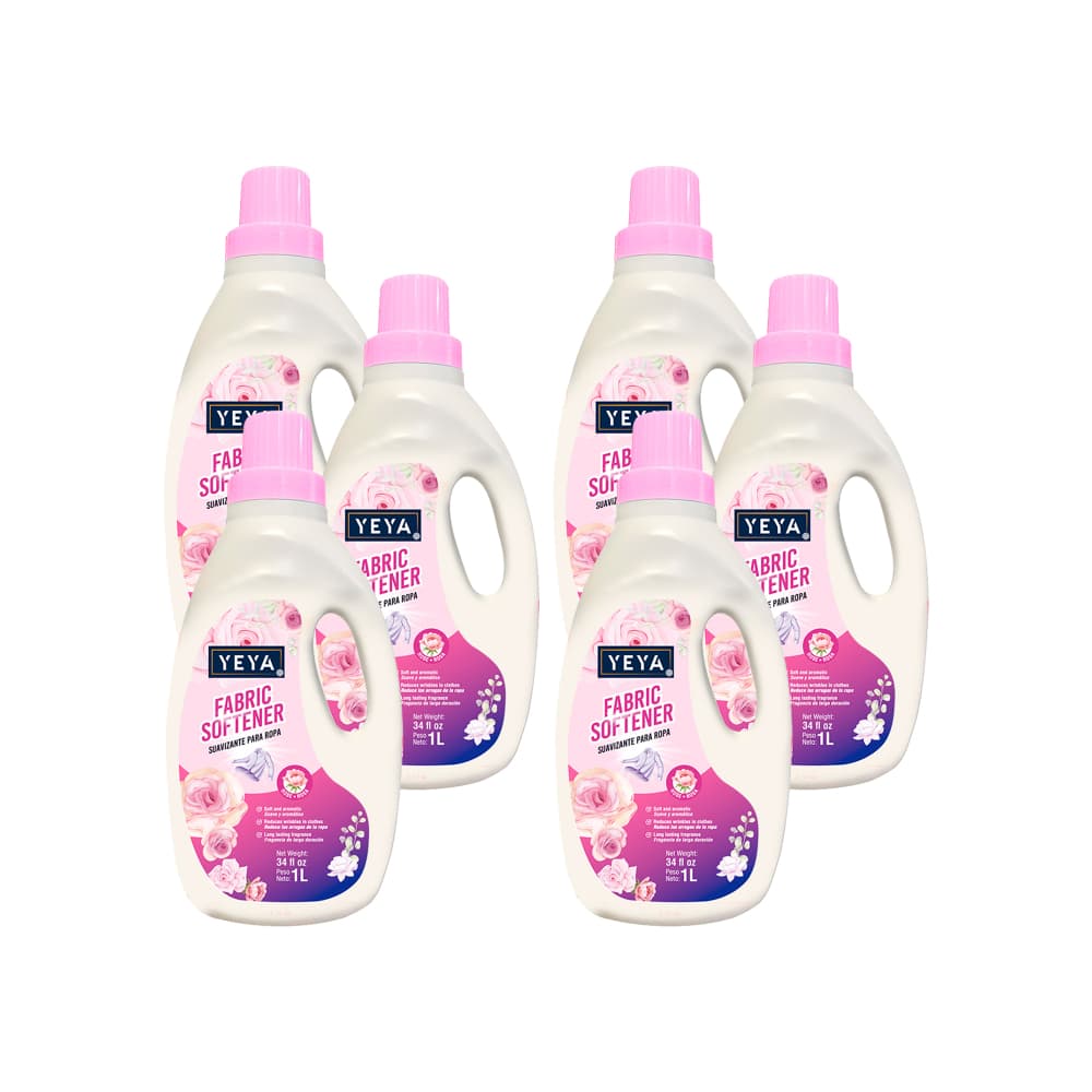 Suavizante para ropa con aroma a rosa YEYA (6 x 1 L) - Imagen 1