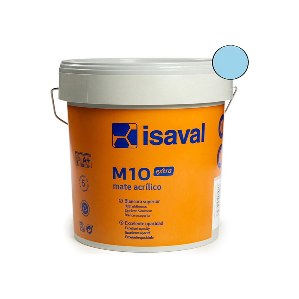 Pintura acrílica interior y exterior color azul cielo M - 10 Isaval (5 Kg / 11 lb) - Imagen 1