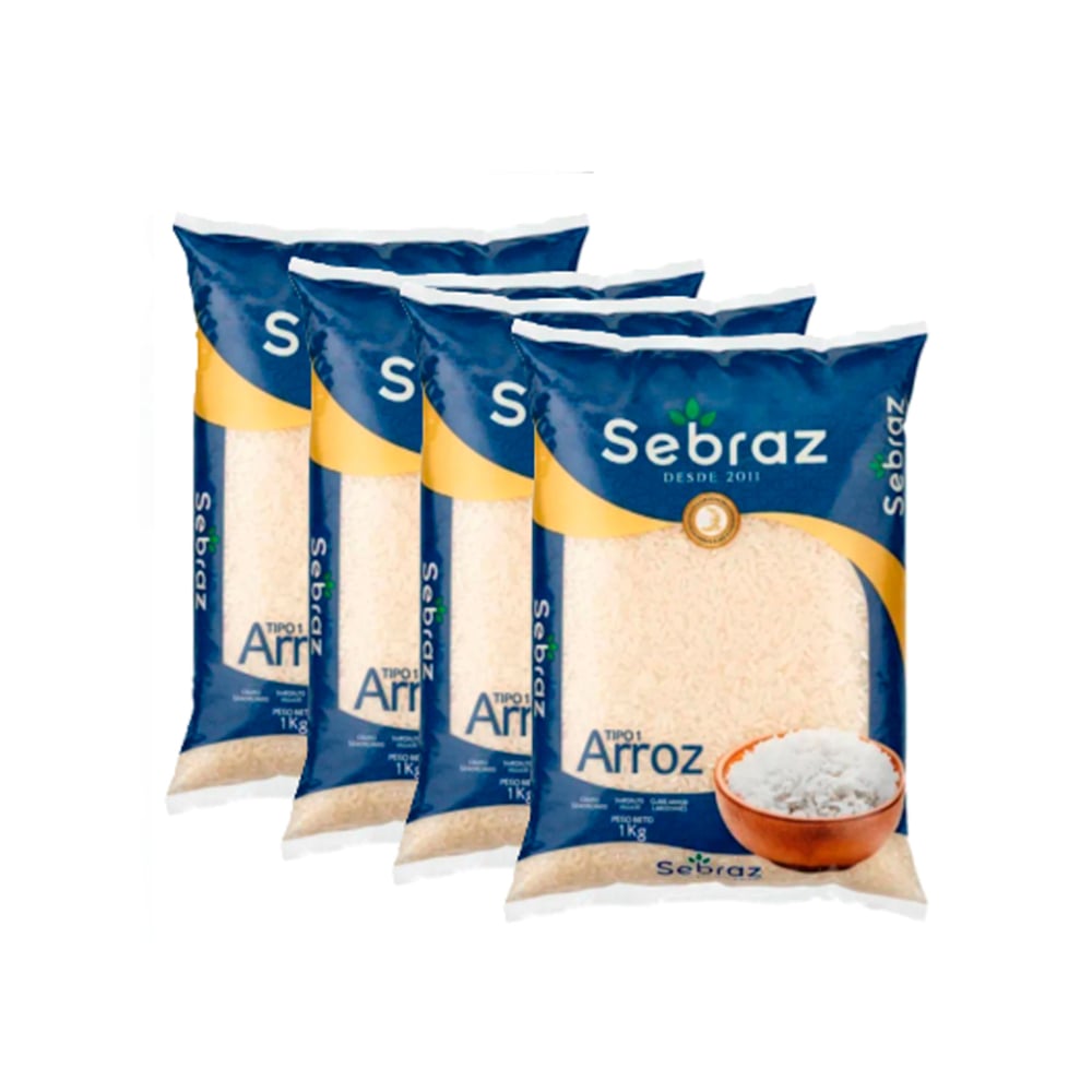 Arroz tipo 1 Sebraz (4 x 1 kg / 2.2 lb) - Imagen 1