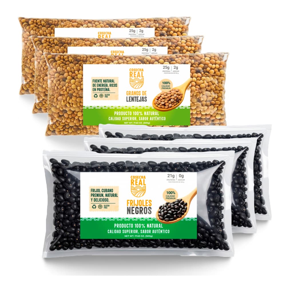 Combo de granos #21: Frijoles negros + Lentejas Cosecha Real - Imagen 1