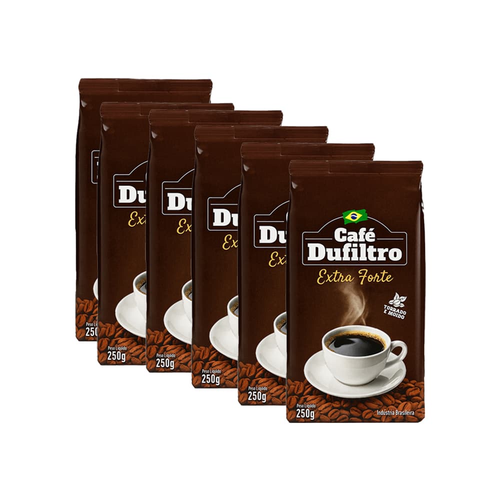 Café tostado y molido extra fuerte Dufiltro (6 x 250 g / 8.8 oz) - Imagen 1