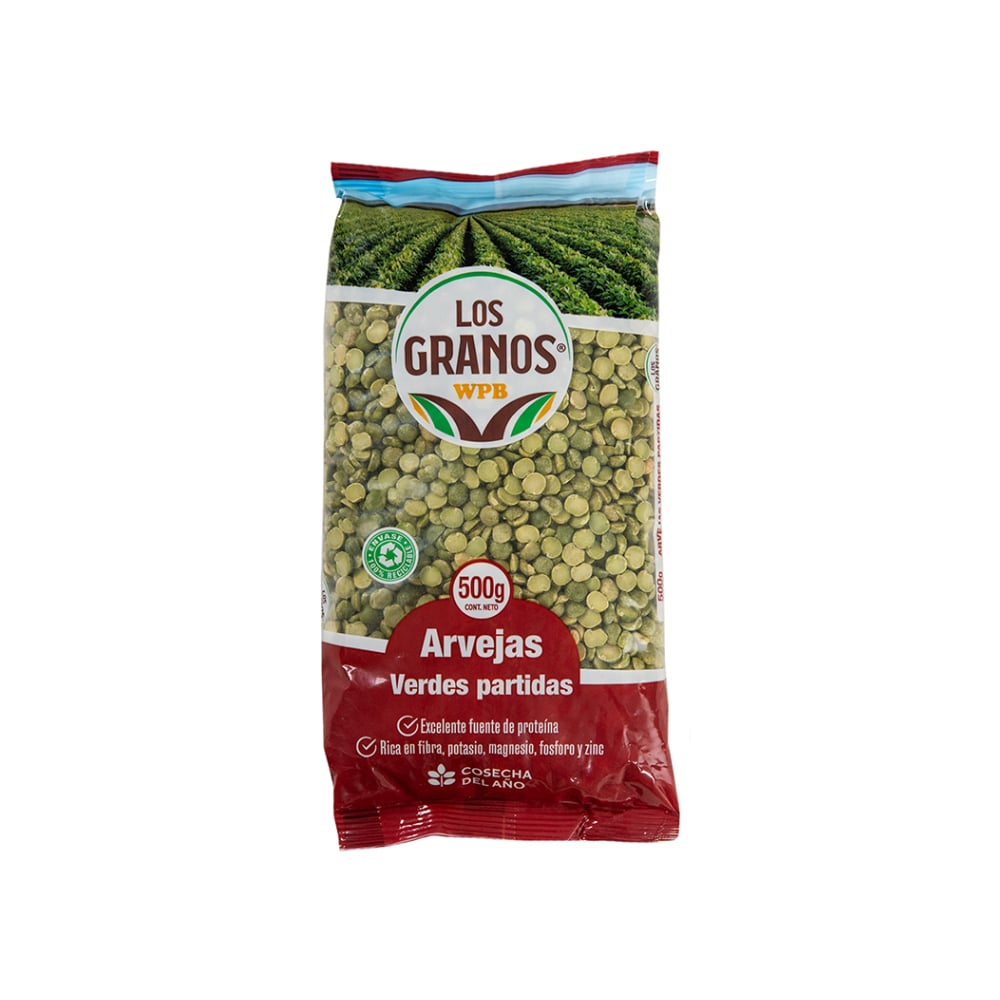 Arvejas verdes partidas - chícharos - Los Granos (500 g / 1.1 lb) - Imagen 1