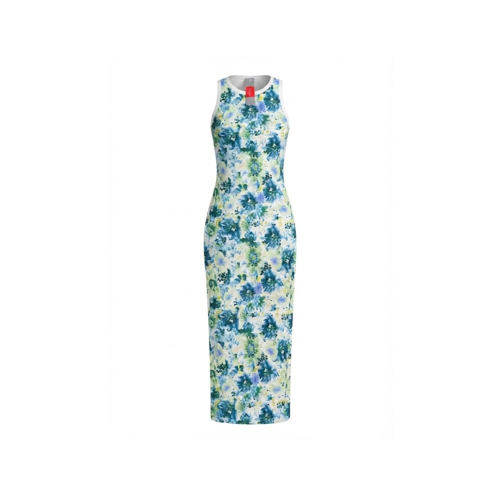 Vestido largo ajustado sin mangas con estampado floreado en tonos verde y azul Mana Fashion (Talla única) - Imagen 1