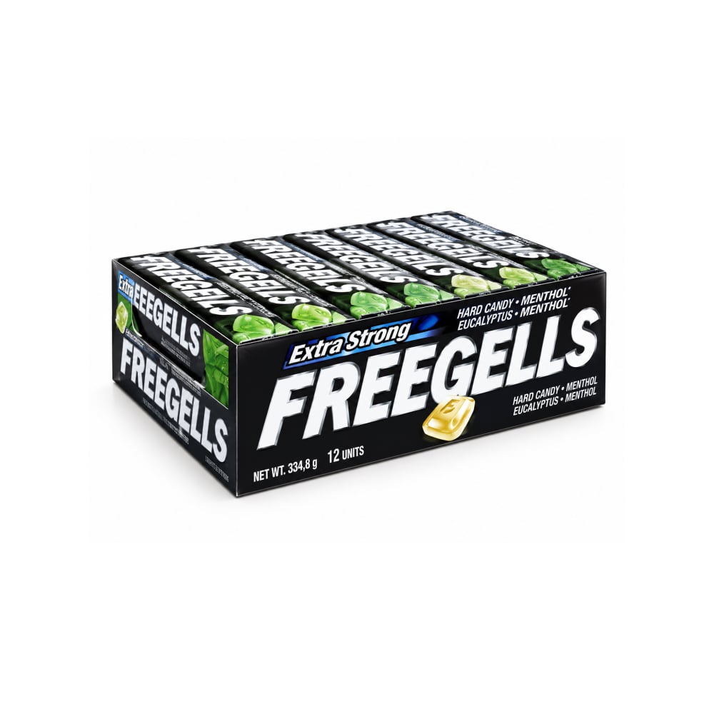 Caramelos duros sabor a mentol y eucalipto extra fuente Freegells (12 x 27.9 g) - Imagen 1