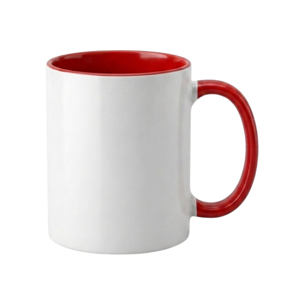 Taza de cerámica blanca con el interior y el asa en color rojo Torbex - Imagen 1