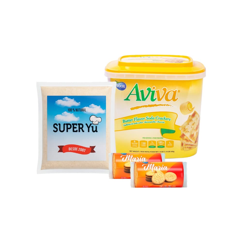 Combo de galletas de soda sabor mantequilla + refresco instantáneo sabor limón + galletas maria - Imagen 1