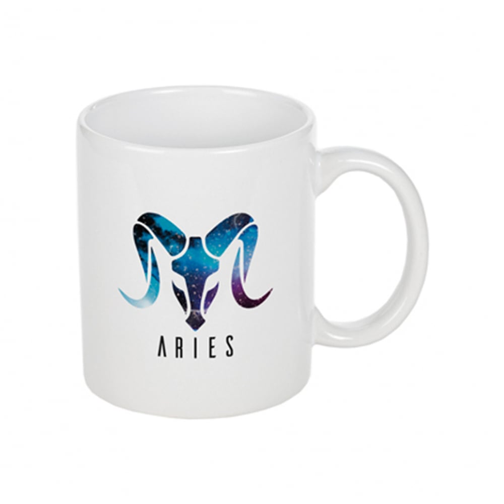 Taza - jarra - de cerámica de 330 ml color blanco con símbolo del zodiaco Aries CM - Imagen 1