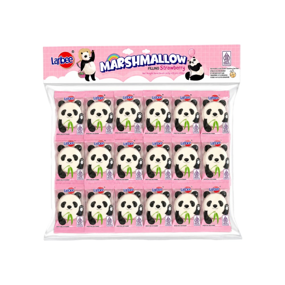 Malvadiscos rellenos de fresa en forma de pandas Larbee (245 g / 8.64 oz) - Imagen 1