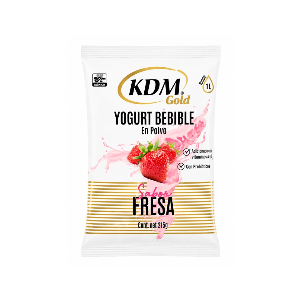 Yogurt bebible en polvo sabor fresa KDM Gold (215 g / 7.58 oz) - Imagen 1