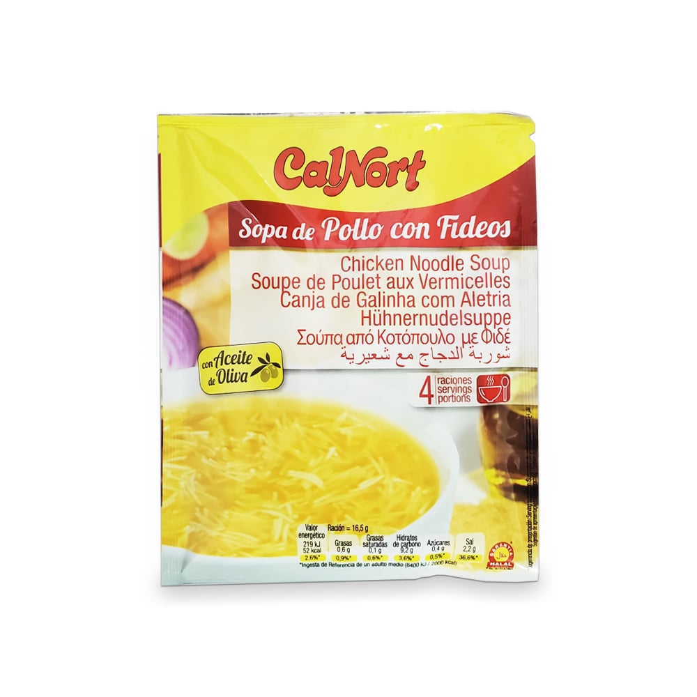 Sopa de pollo con fideos y aceite de oliva Calnort (66 g / 2.33 oz) - Imagen 1