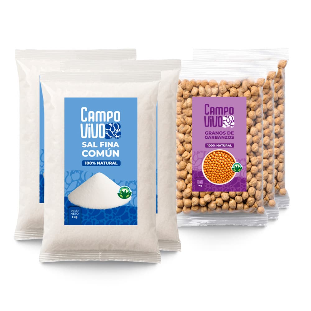 Combo de grano y sazón Campo Vivo #3: Sal fina común + Garbanzos - Imagen 1