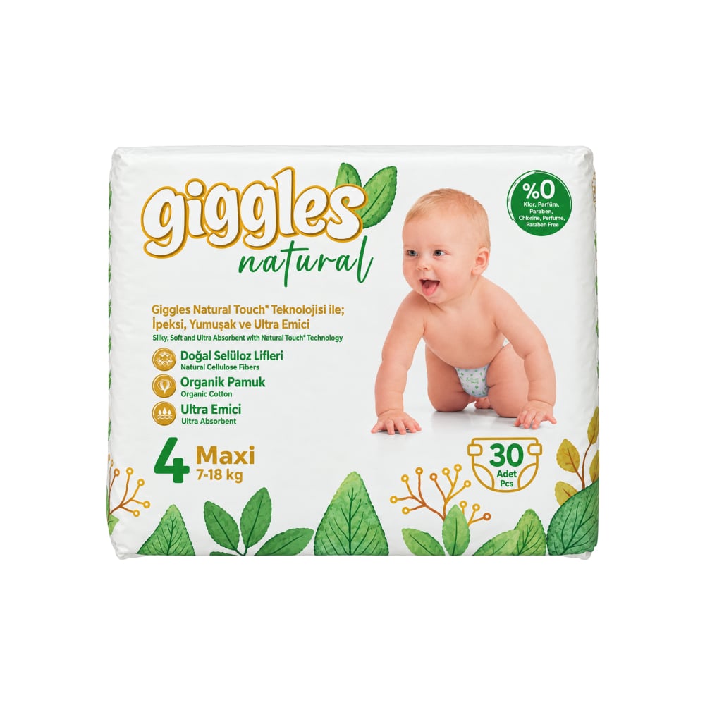 Pañales maxi talla 4 Giggles Natural (30 U) - Imagen 1