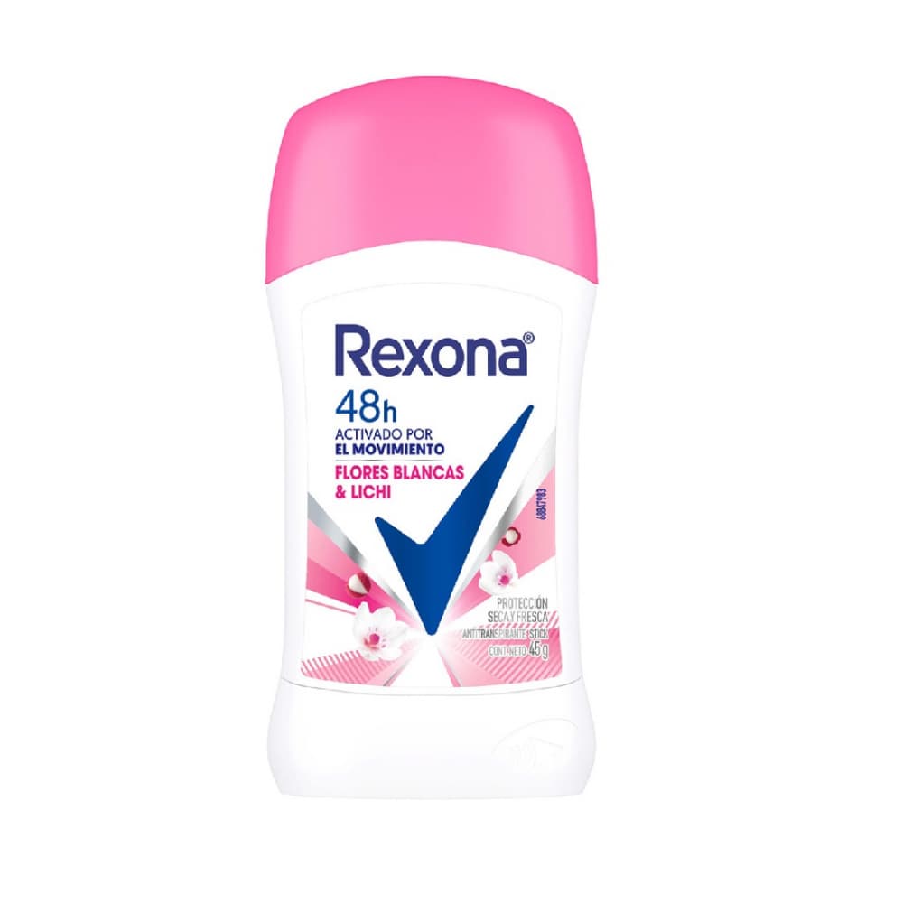 Desodorante en barra antitranspirante para mujer Flores Blancas & Lichi Rexona (45 g / 1.59 oz) - Imagen 1