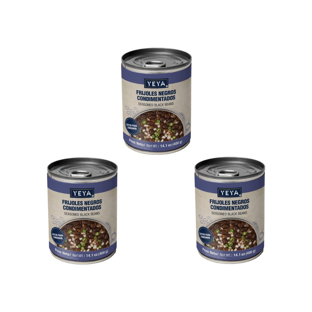 Frijoles negros condimentados YEYA (3 x 400 g / 14.1 oz) - Imagen 1