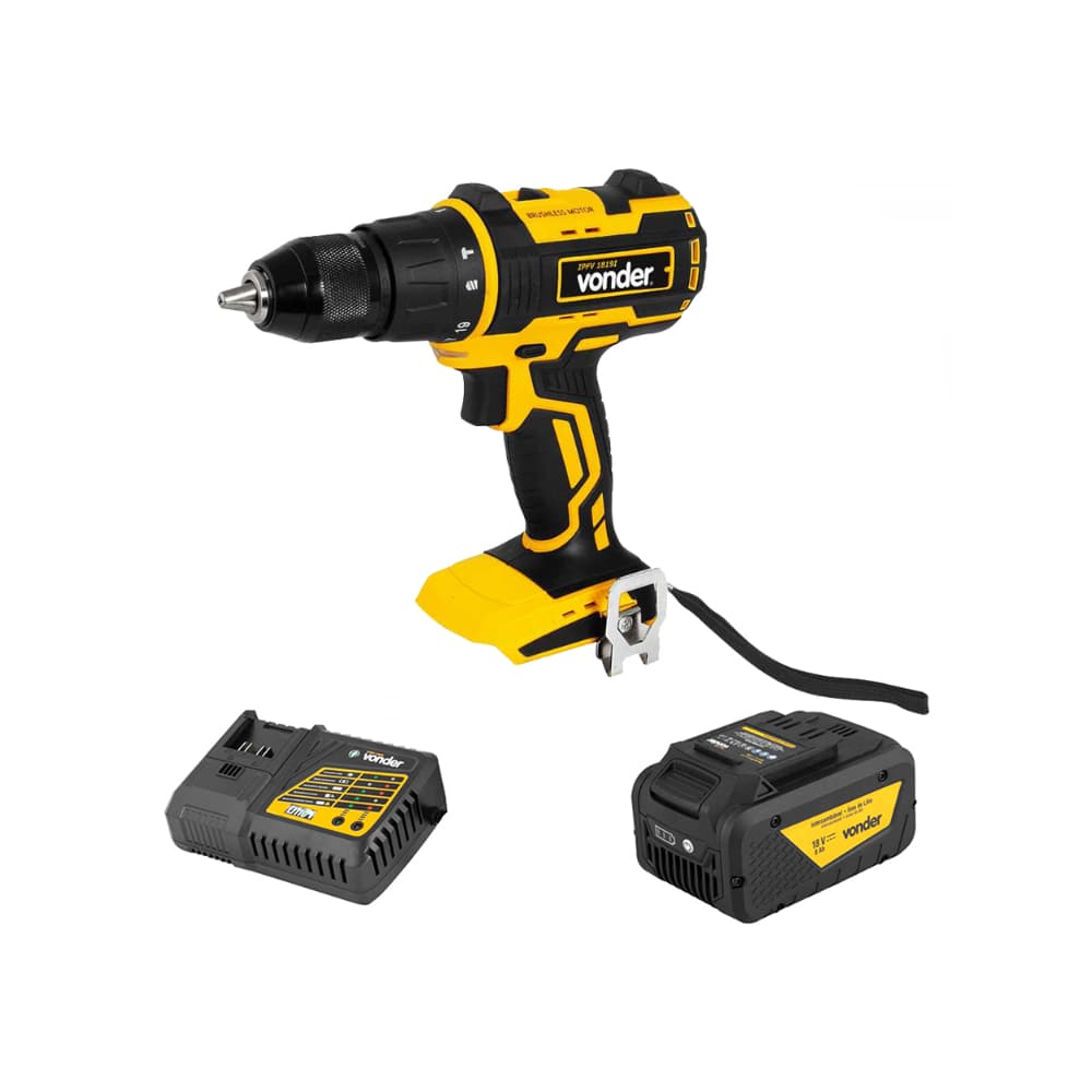 Taladro atornillador eléctrico portátil de impacto 1/2'' de 18 V IPFV1819I + Batería 18 V 8 Ah IBV 1880 + Cargador de batería rápido de 18 V ICBV1806 Vonder - Imagen 1