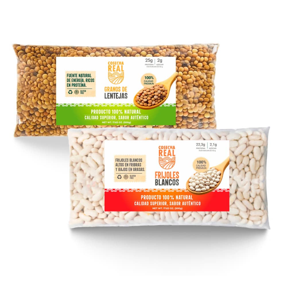 Combo de granos #7: Frijoles blancos + Lentejas Cosecha Real - Imagen 1