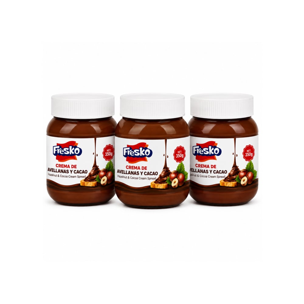 Crema de avellanas y cacao Fresko (3 x 350 g / 12.35 oz) - Imagen 1