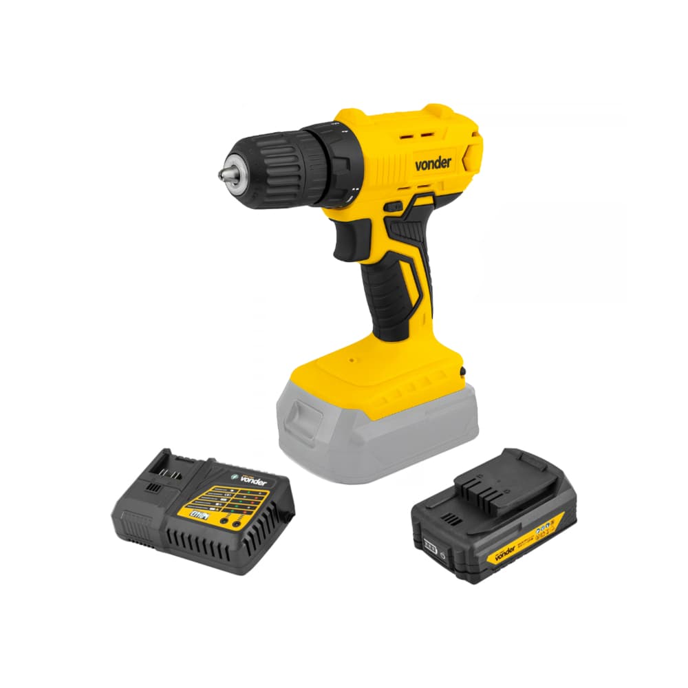 Taladro atornillador inalámbrico de 3/8'' de 18 V IPFV1851 + Batería IBV1802 de 18 V + Cargador de batería rápido de 18 V ICBV1806 Vonder - Imagen 1