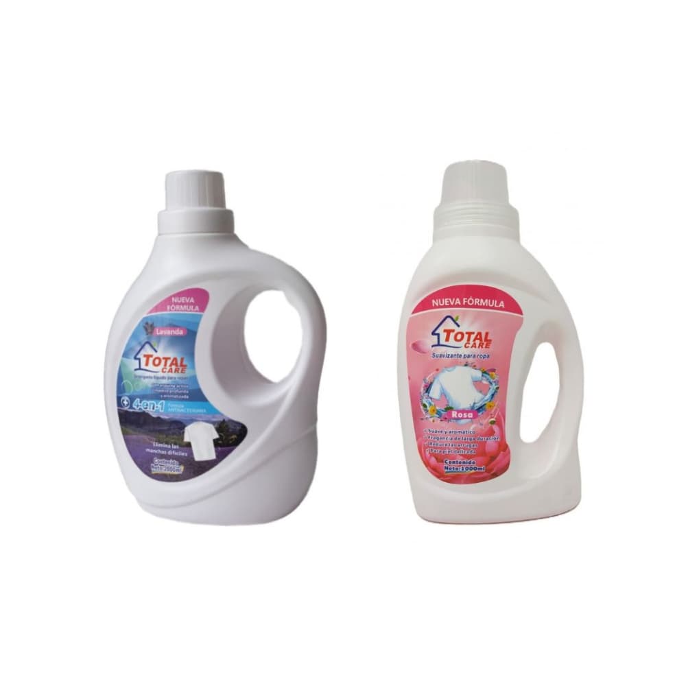 Detergente líquido 4 en 1 Total Care (1 L) + Suavizante para ropa con fragancia a rosas Total Care (1 L) - Imagen 1