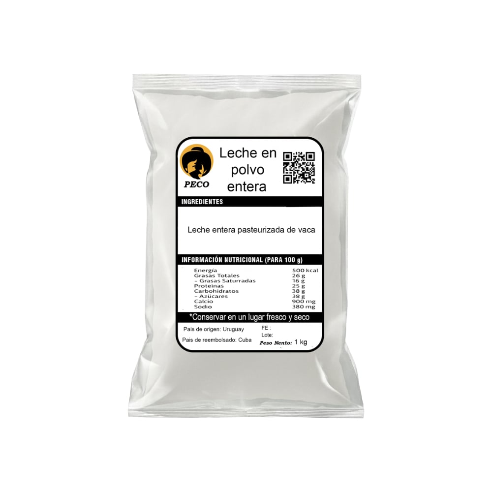 Leche en polvo entera Peco (1 kg / 2.2 lb) - Imagen 1