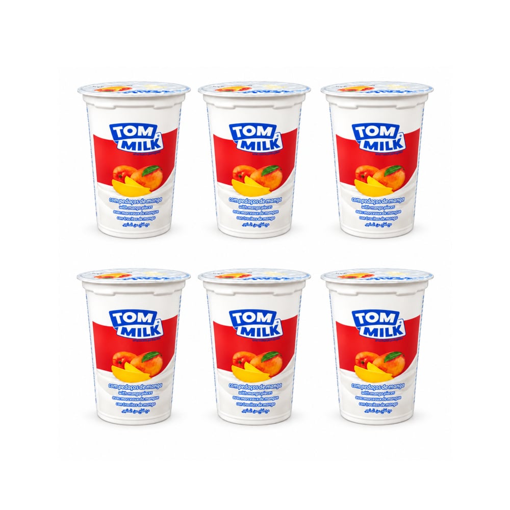 Yogurt pasteurizado sabor mango con trocitos de frutas Tom Milk (6 x 500 g / 1.10 lb) - Imagen 1