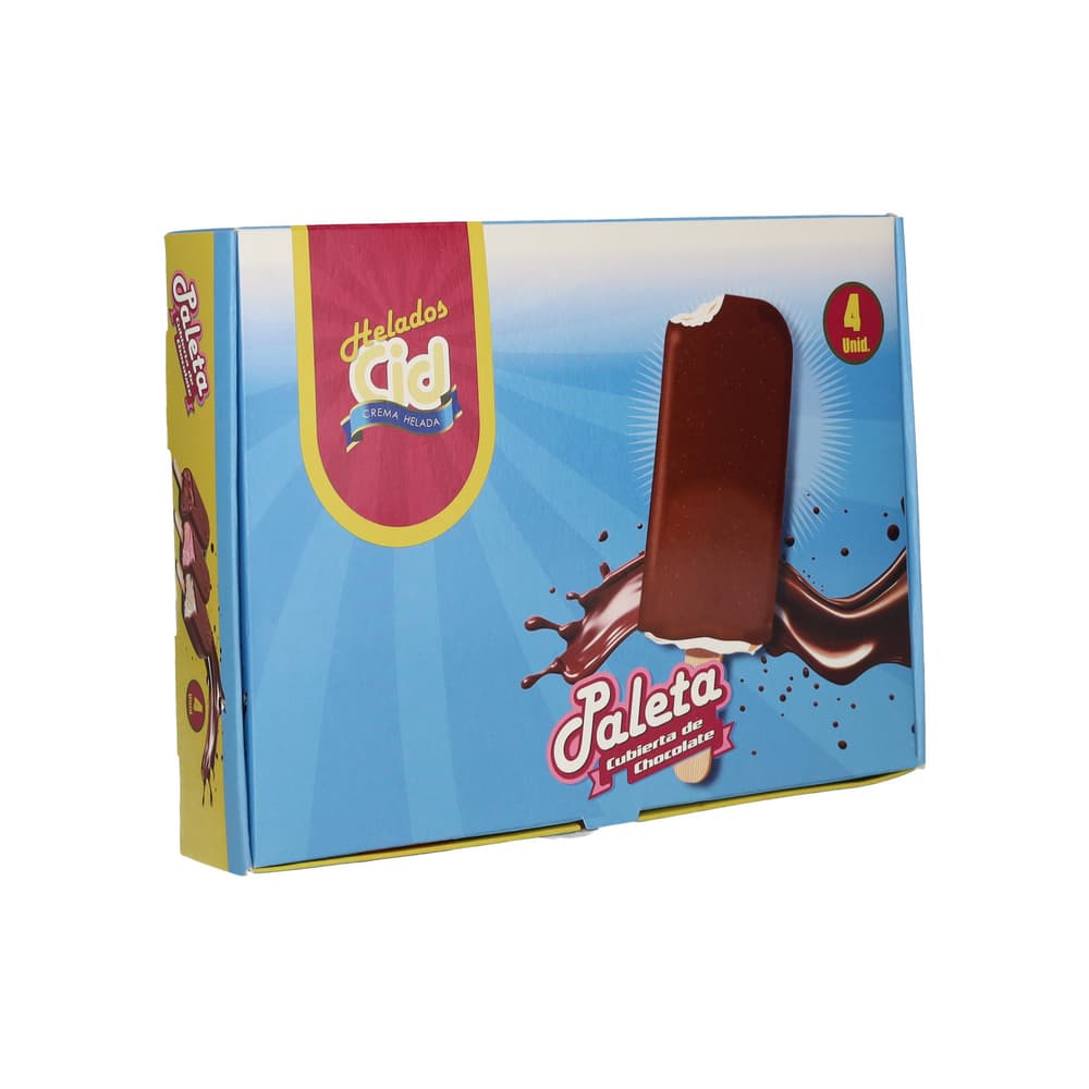 Paleta de helado sabor chocolate con cubierta de chocolate CID (4 U) - Imagen 1