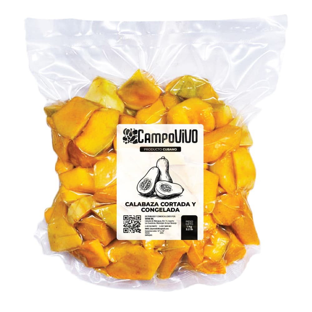 Calabaza cortada y congelada Campo Vivo (1 kg / 2.2 lb) - Imagen 1