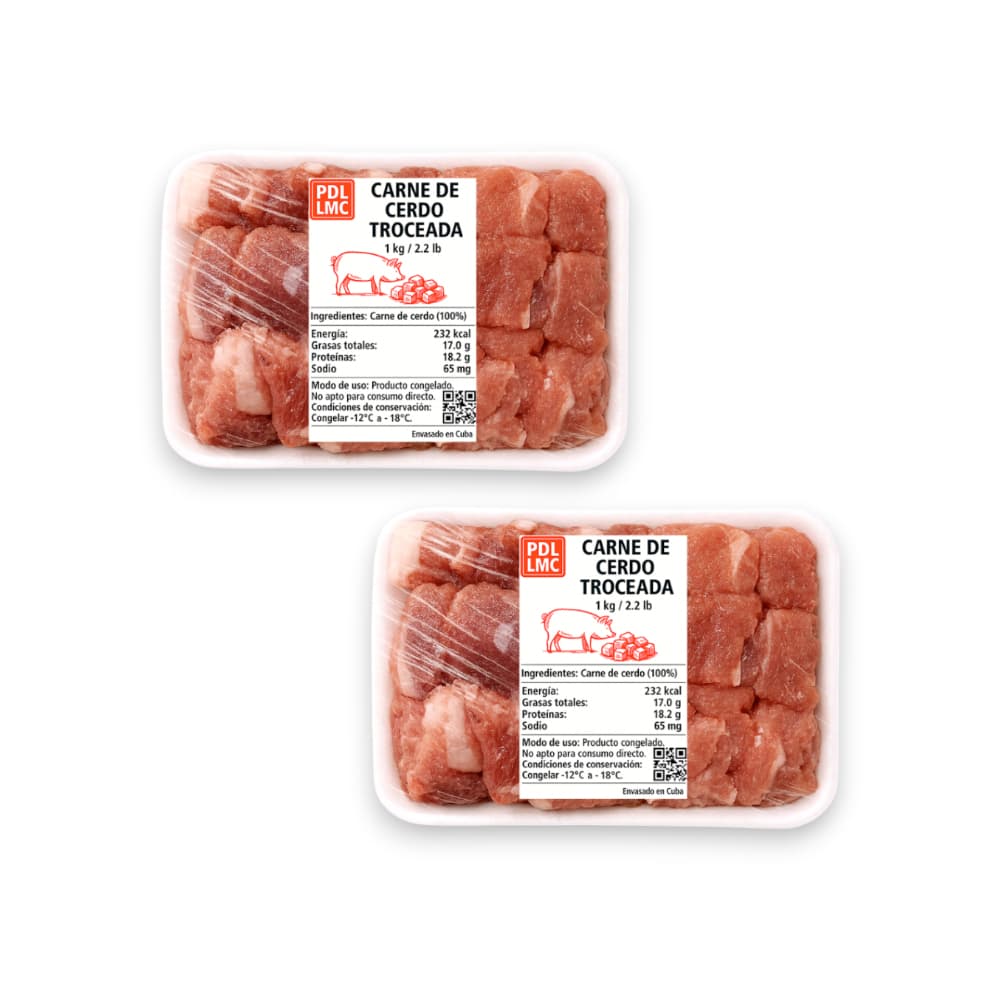 Carne de cerdo troceada PDL LMC (2 x 1 kg / 2.2 lb) - Imagen 1