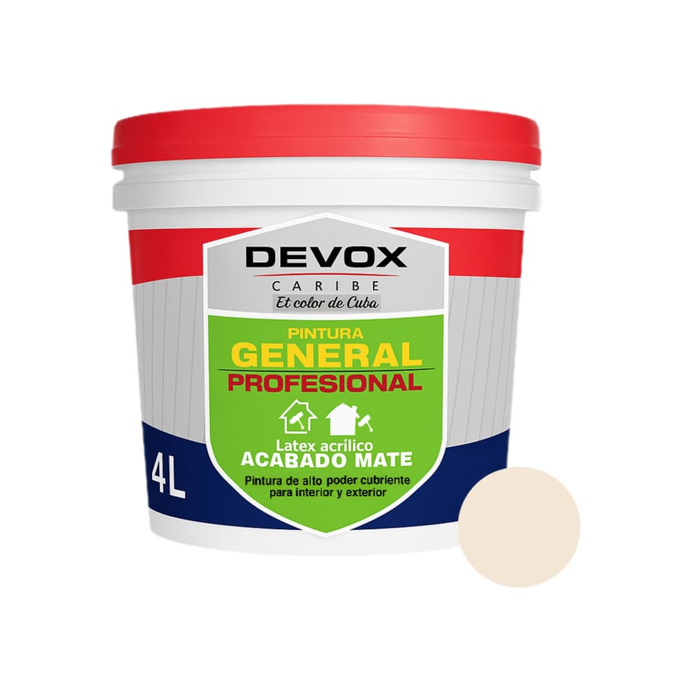 Pintura profesional acrílica interior y exterior color marfil Devox Caribe (4 L) - Imagen 1