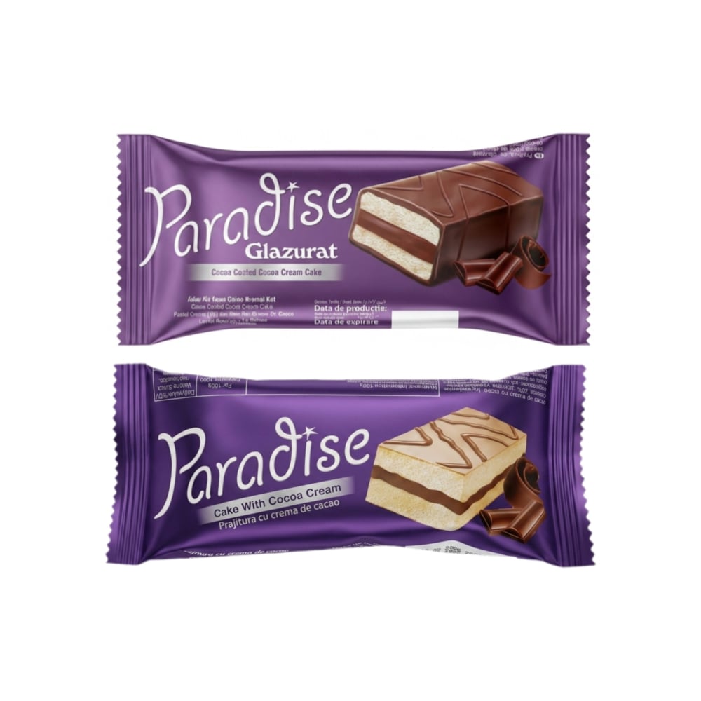Pastelitos Paradise Simsek rellenos de crema de chocolate con cobertura de chocolate y chocolate blanco - Imagen 1