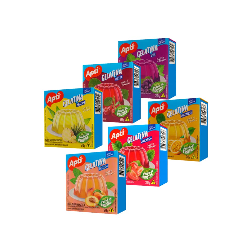 Gelatina sabor uva + Gelatina sabor piña + Gelatina sabor melocotón + Gelatina sabor maracuyá + Gelatina sabor fresa + Gelatina sabor cereza - Imagen 1