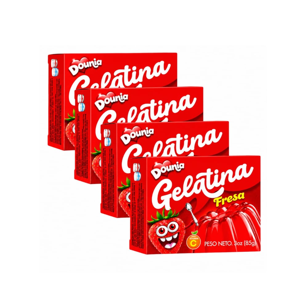 Gelatina con sabor a fresa Dounia (4 x 85 g / 3 oz) - Imagen 1