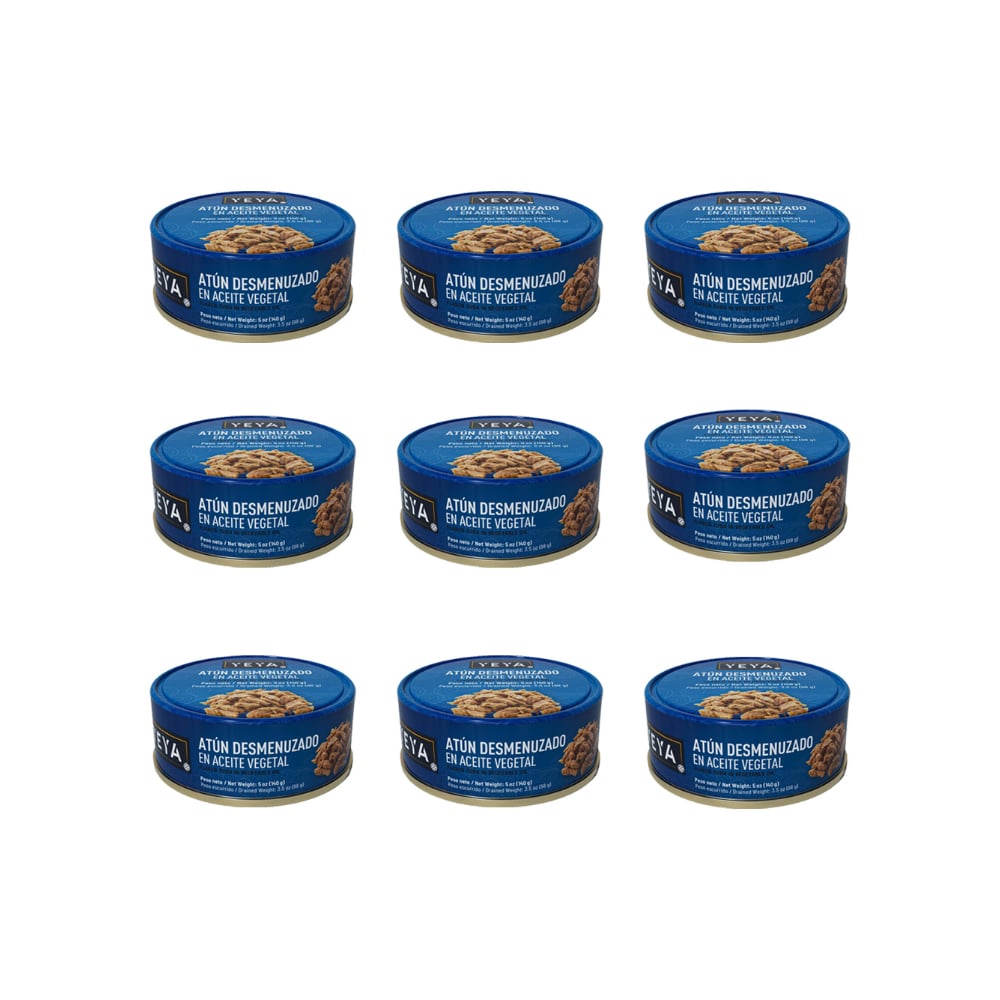Atún desmenuzado en aceite vegetal YEYA (9 x 140 g / 5 oz) - Imagen 1