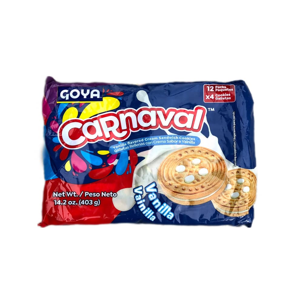 Galletas de vainilla rellenas con crema sabor a vainilla Carnaval Goya (403 g / 14.2 oz) - Imagen 1