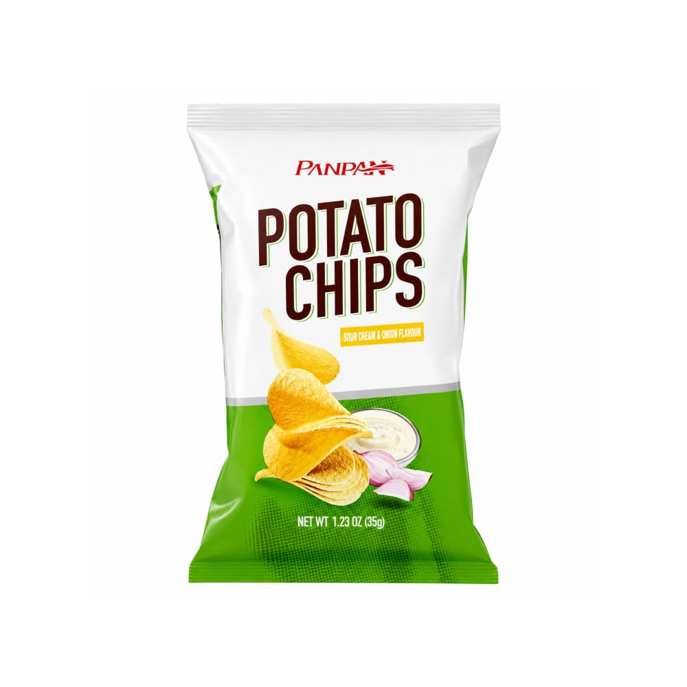 Papas fritas sabor crema agria y cebolla Panpan (35 g / 1.23 oz) - Imagen 1