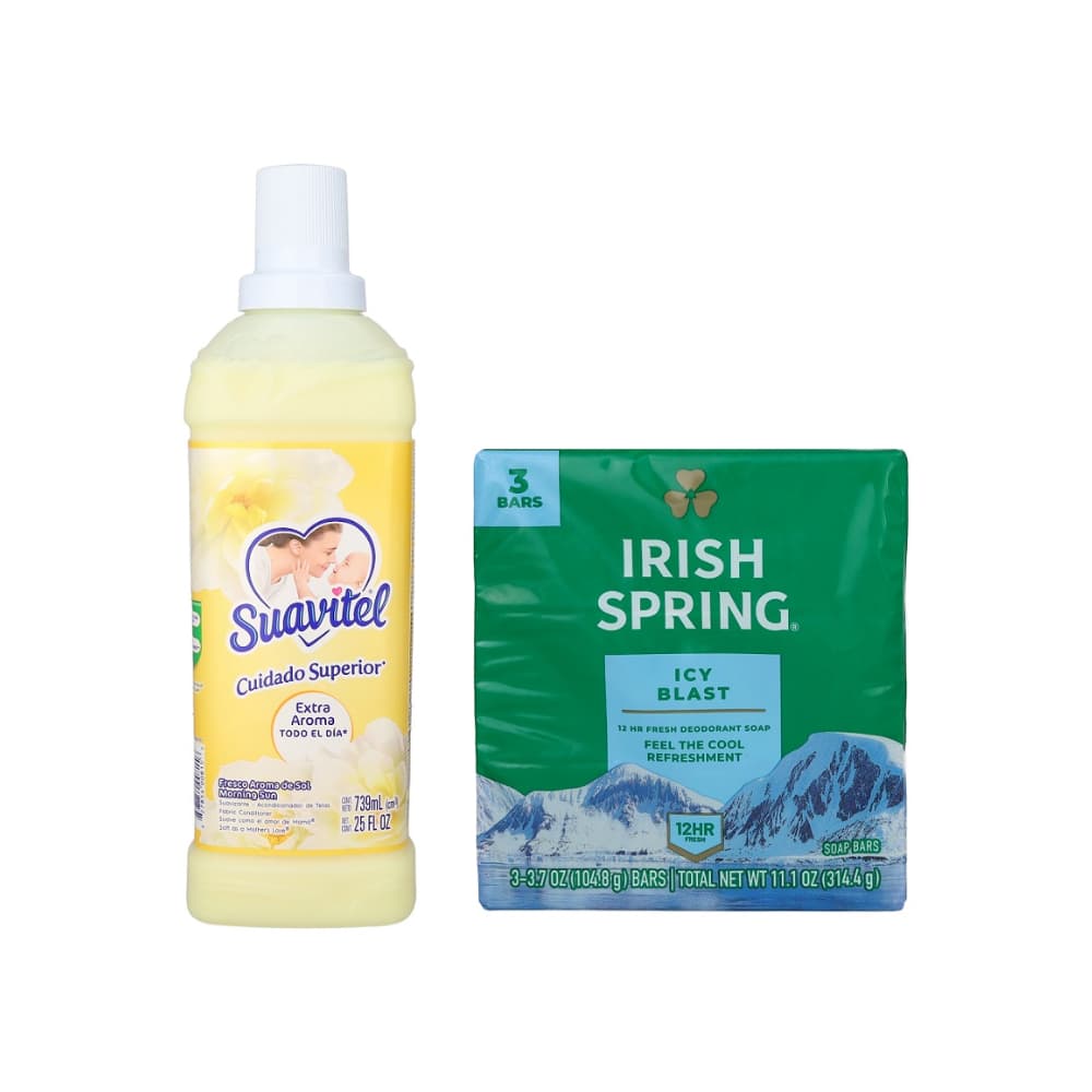 Suavizante para ropa aroma de sol Suavitel + Jabón de baño ráfaga de hielo Irish Spring - Imagen 1