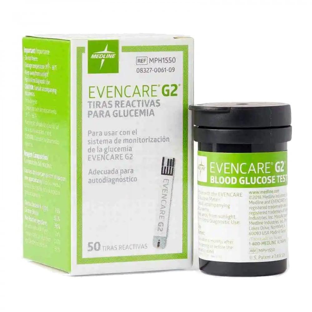 Tiras reactivas de glucosa en sangre EvenCare G2 Medline (50 U) - Imagen 1