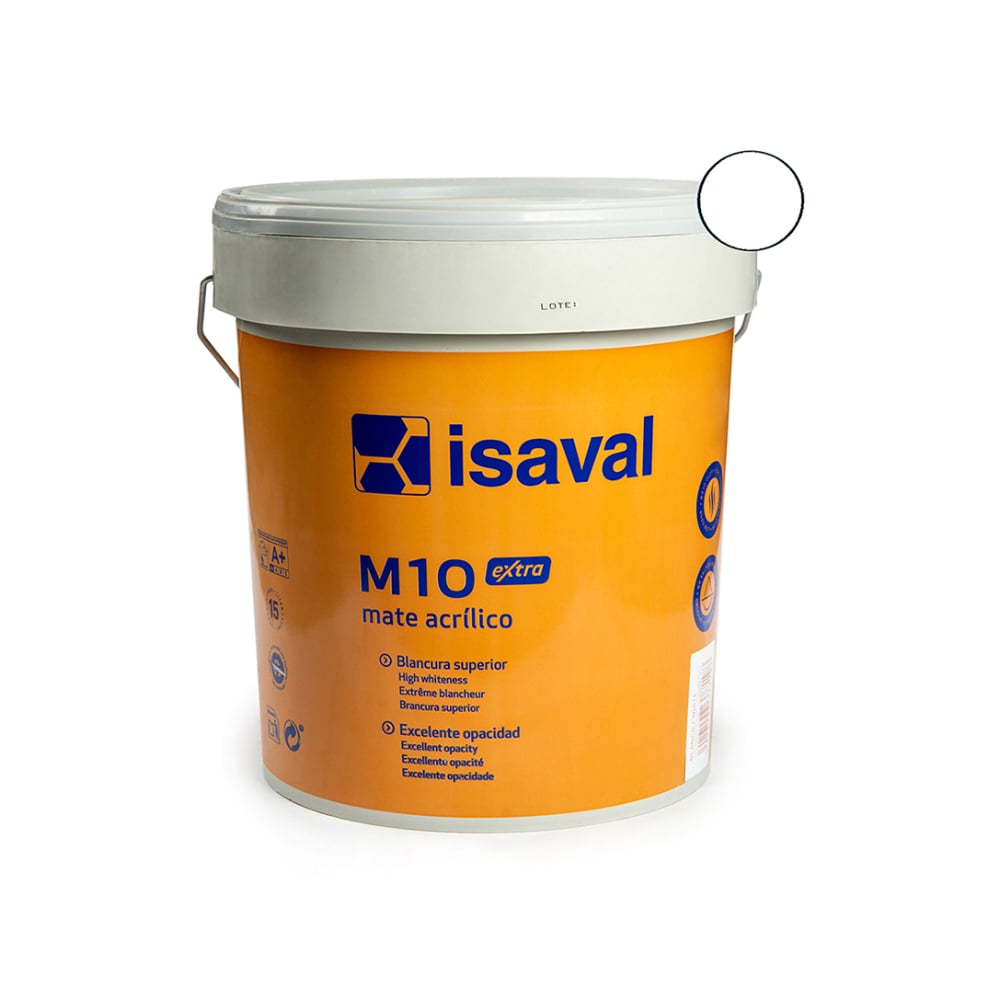 Pintura acrilica interior y exterior color blanco M - 10 extra Isaval (15 L) - Imagen 1