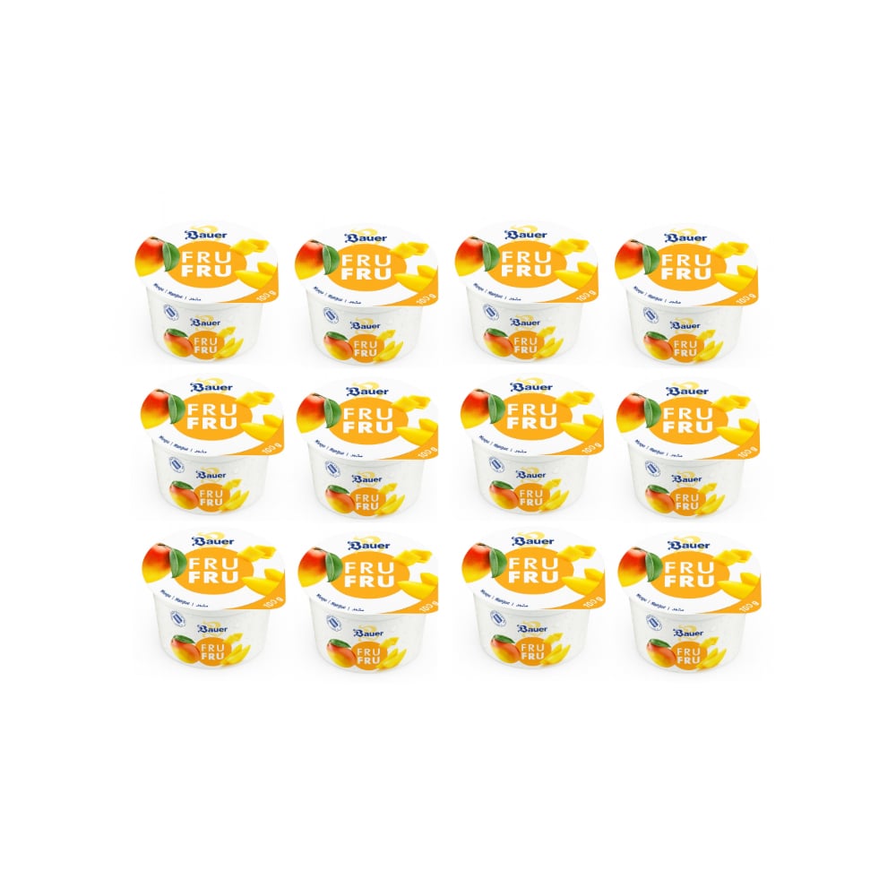 Yogur sabor mango Bauer Fru Fru (12 x 100g / 3.53oz) - Imagen 1