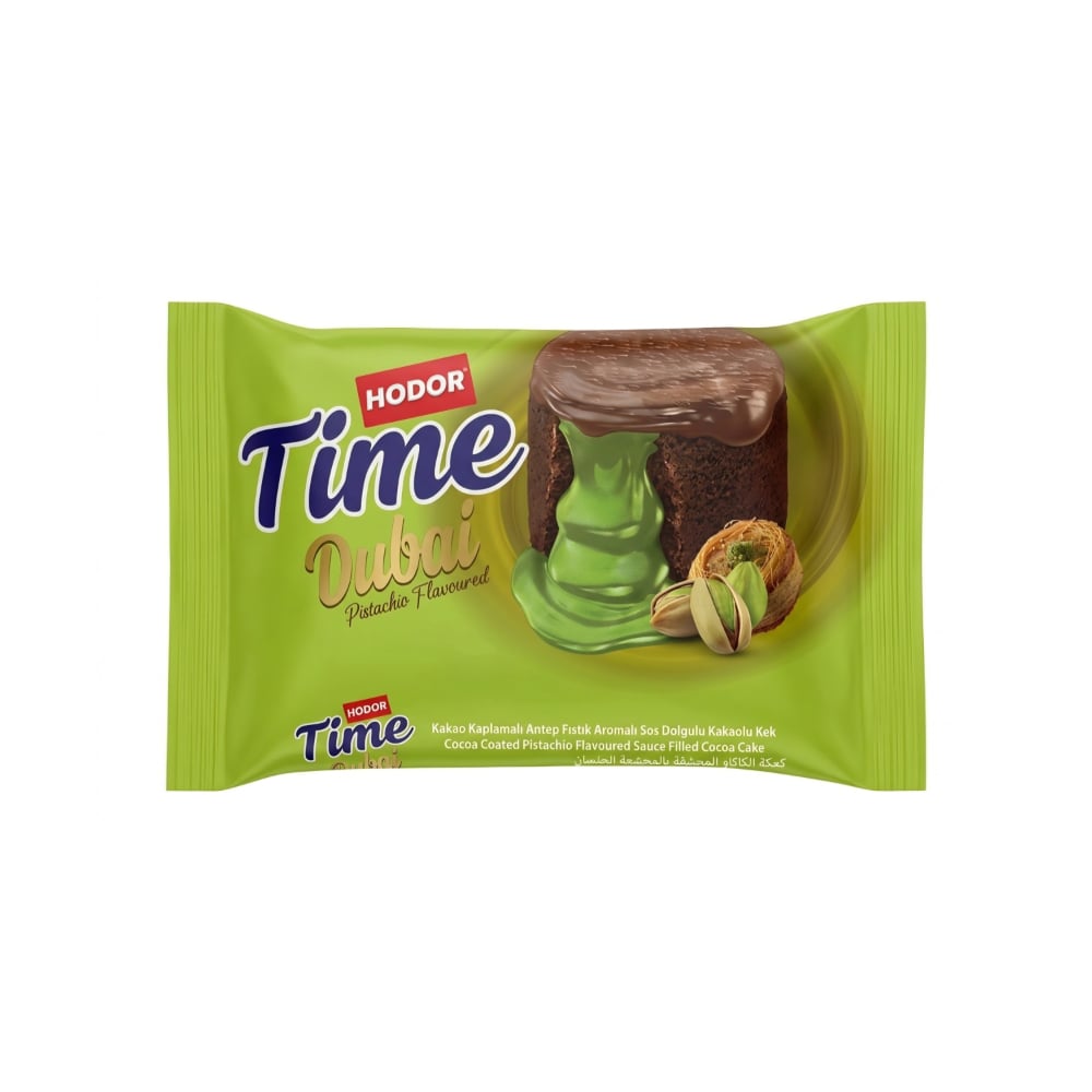 Pastel de chocolate con relleno sabor pistacho Dubai y cobertura de cacao Time Hodor (30 g / 1.05 oz) - Imagen 1