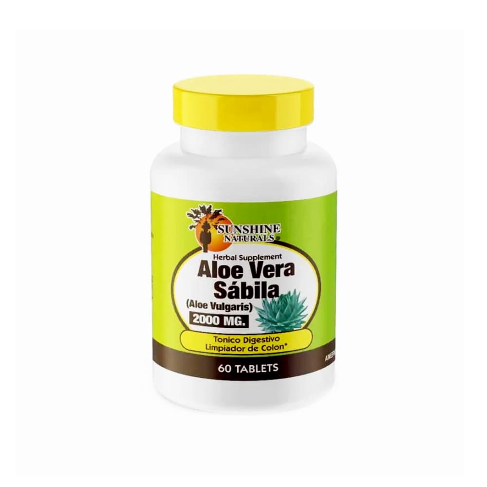 Aloe Vera Sábila 2000 mg Sunshine Naturals (60 tabletas) - Imagen 1