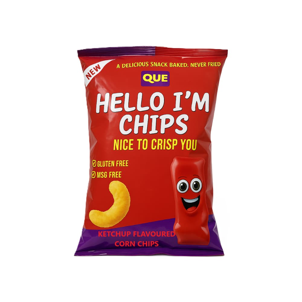 Chips de maíz sabor ketchup Hello I'm Chips (65 g / 2.29 oz) - Imagen 1