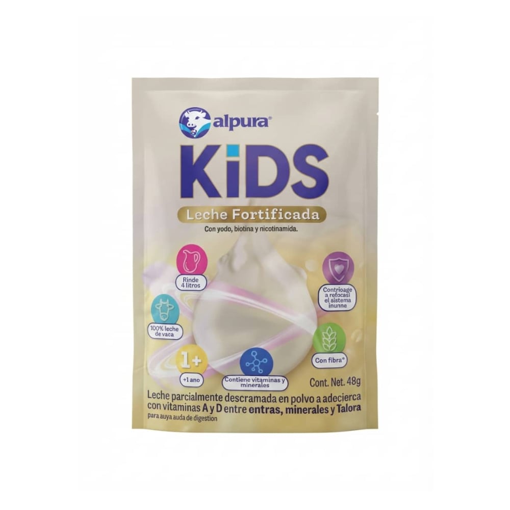 Leche fortificada parcialmente descremada en polvo con vitaminas A y D, minerales y fibra Alpura (480 g / 16.93 oz) - Imagen 1